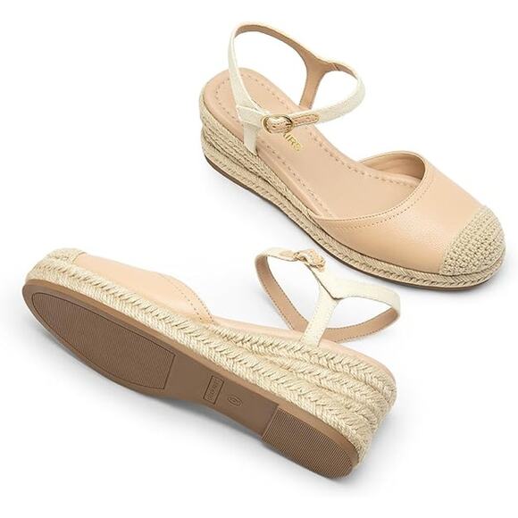 New Dream Pairs Womens Size 6 Closed Toe Espadrille Wedge Ankle Strap Sandals - Picture 4 of 7